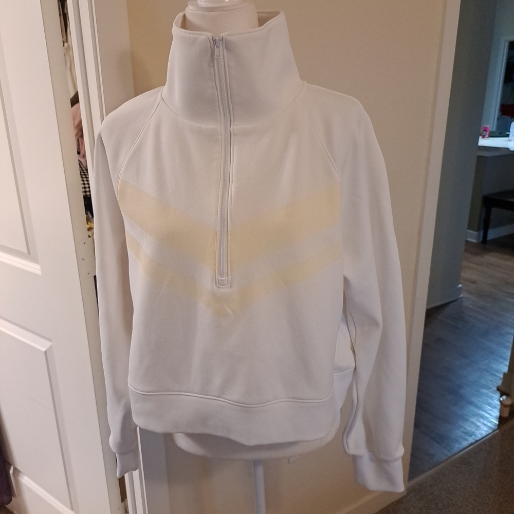 Smith Quinn Quarter Zip Sweatshirt Womens L White Chevron Mock Neck EUC #32